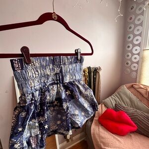 free people Navy and Cream Patterned Skirt